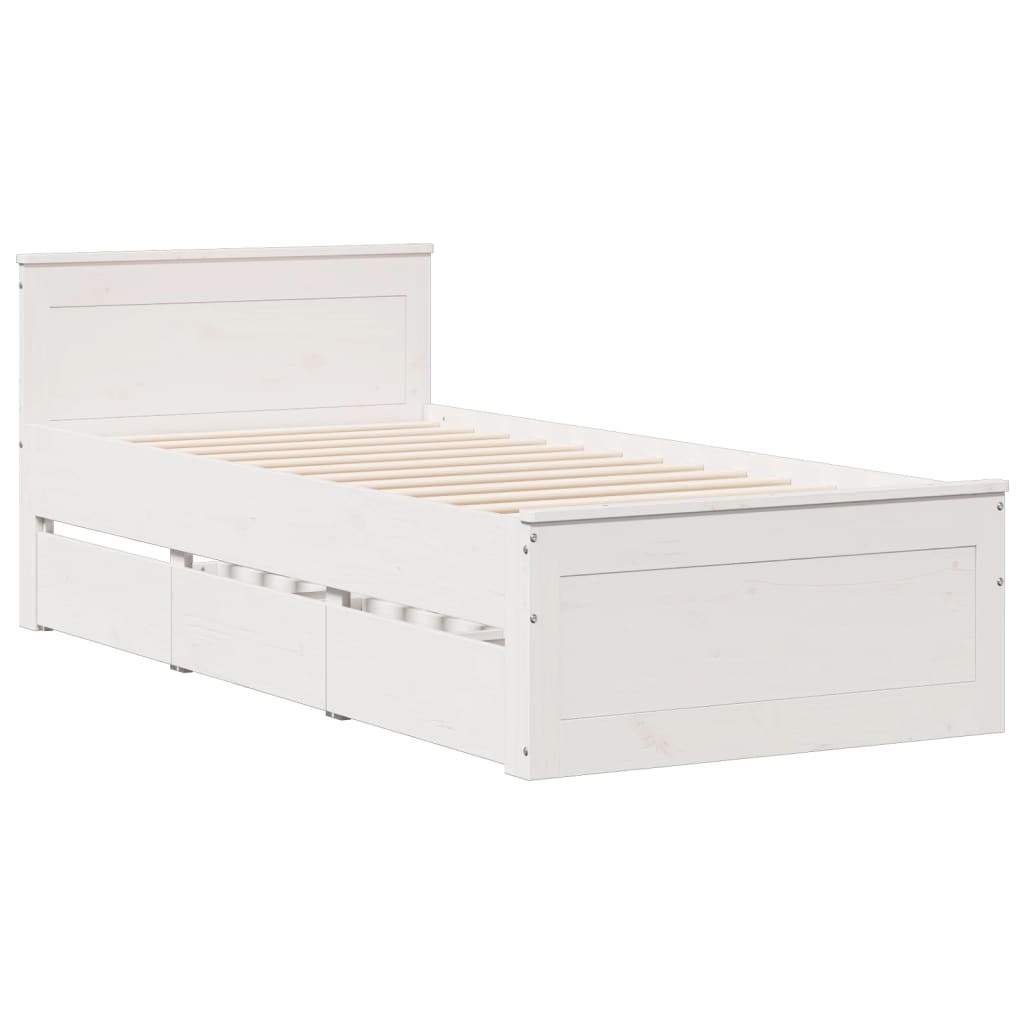 Letto Libreria senza Materasso Bianco 100x200 cm Legno di Pino