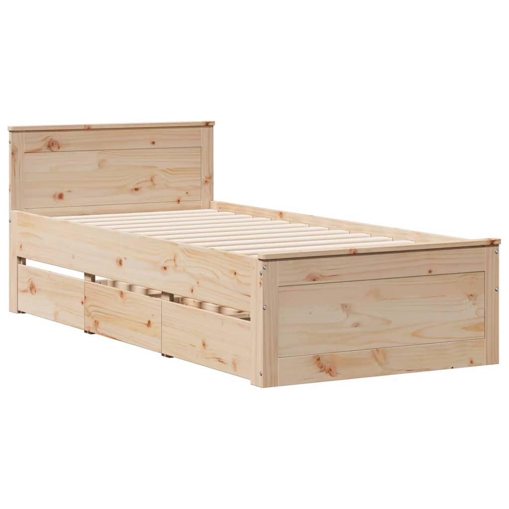 Letto Libreria senza Materasso 90x200 cm Legno Massello Pino