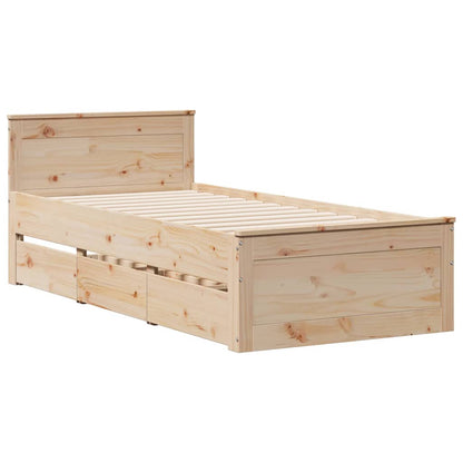 Letto Libreria senza Materasso 90x200 cm Legno Massello Pino