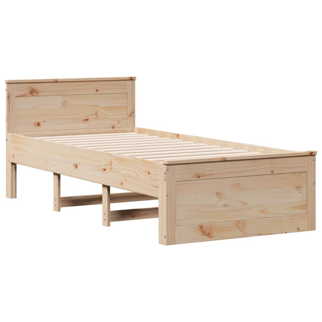 Letto Libreria senza Materasso 90x200 cm Legno Massello Pino