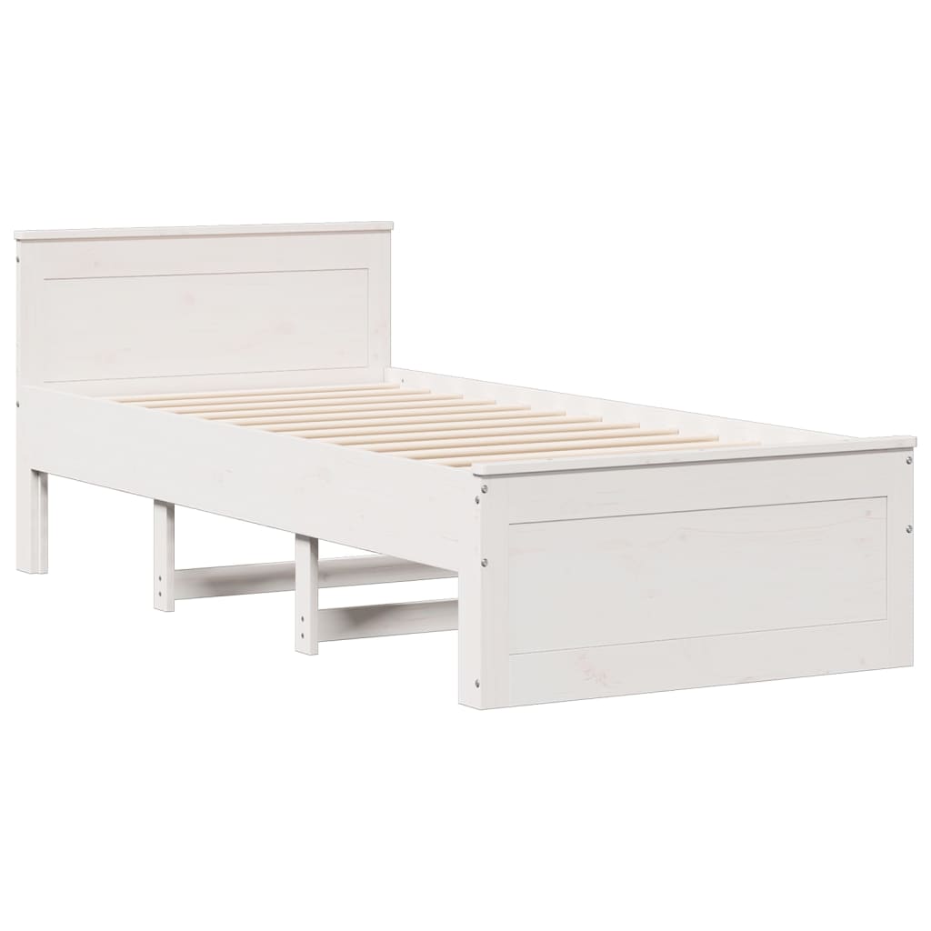 Letto Libreria senza Materasso Bianca 90x200 cm Legno di Pino - homemem39