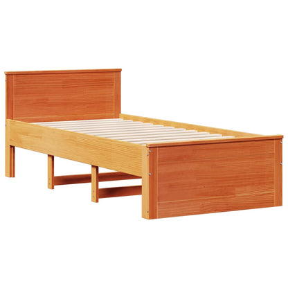 Letto Libreria senza Materasso Marrone Cera 90x200 cm in Pino