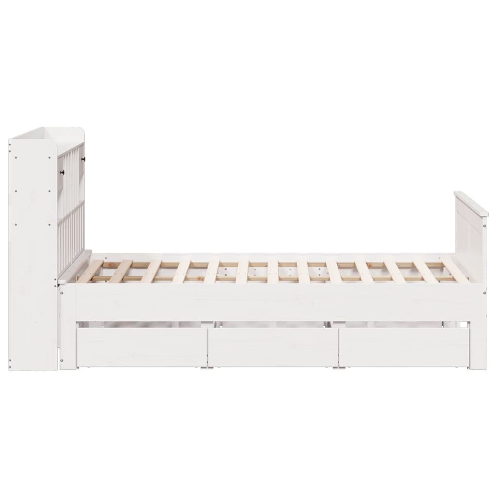 Letto Libreria senza Materasso Bianco 140x190 cm Legno di Pino