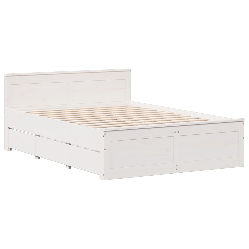 Letto Libreria senza Materasso Bianco 140x190 cm Legno di Pino