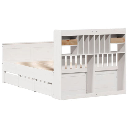 Letto Libreria senza Materasso Bianco 135x190 cm Legno di Pino