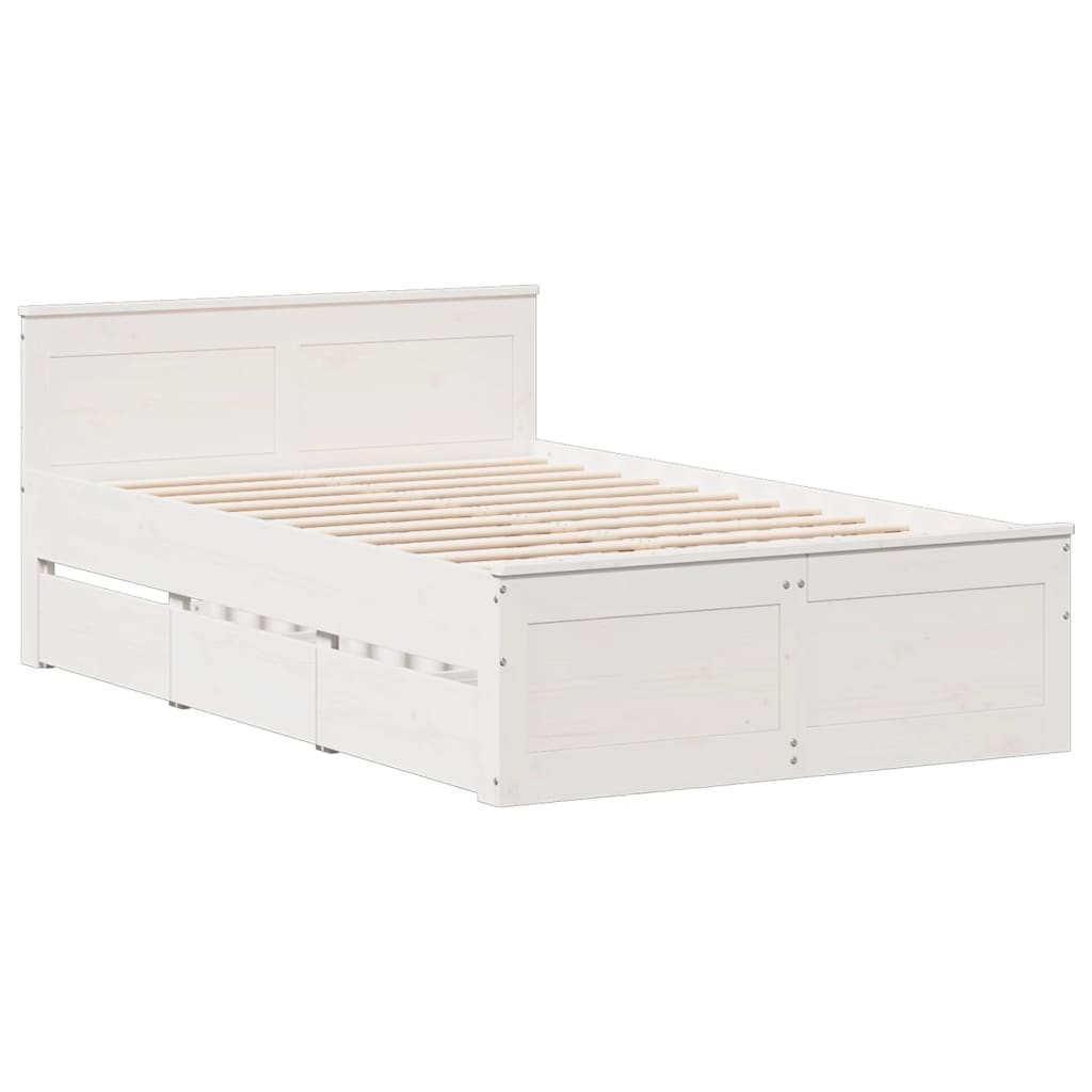 Letto Libreria senza Materasso Bianco 135x190 cm Legno di Pino