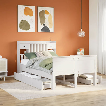 Letto Libreria senza Materasso Bianco 135x190 cm Legno di Pino