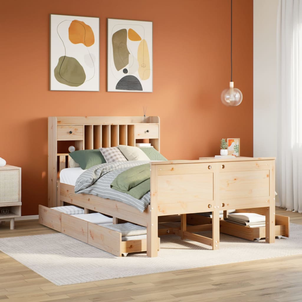 Letto Libreria senza Materasso 120x190cm Legno Massello di Pino