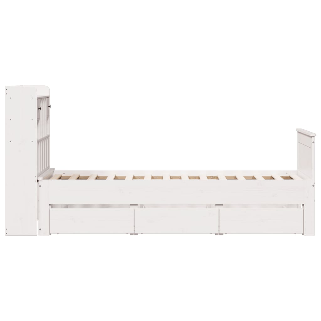 Letto Libreria senza Materasso Bianco 90x190 cm Massello Pino