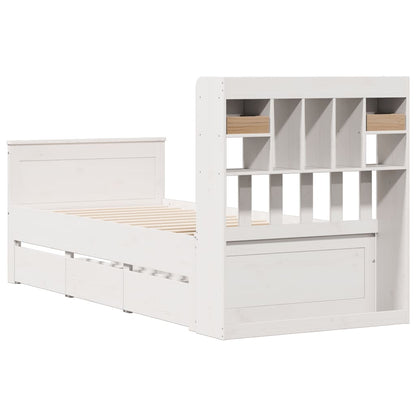 Letto Libreria senza Materasso Bianco 90x190 cm Massello Pino