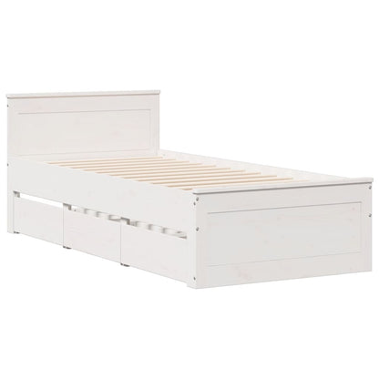 Letto Libreria senza Materasso Bianco 90x190 cm Massello Pino