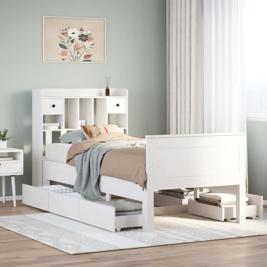 Letto con Libreria senza Materasso 75x190 cm in Legno Pino