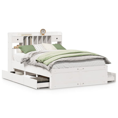 Letto Libreria senza Materasso Bianco 150x200 cm Legno di Pino - homemem39