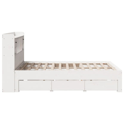 Letto Libreria senza Materasso Bianco 150x200 cm Legno di Pino - homemem39