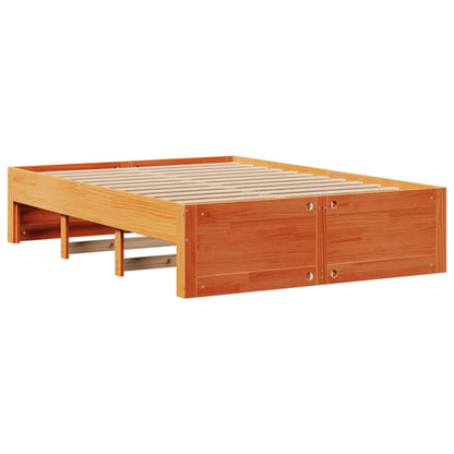 Letto Libreria senza Materasso Marrone Cera 150x200 cm in Pino - homemem39