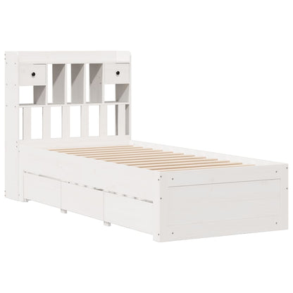 Letto Libreria senza Materasso Bianca 90x200 cm Legno di Pino - homemem39