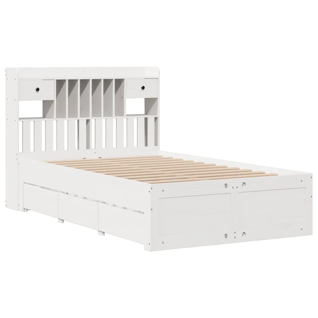 Letto Libreria senza Materasso Bianco 135x190 cm Legno di Pino - homemem39