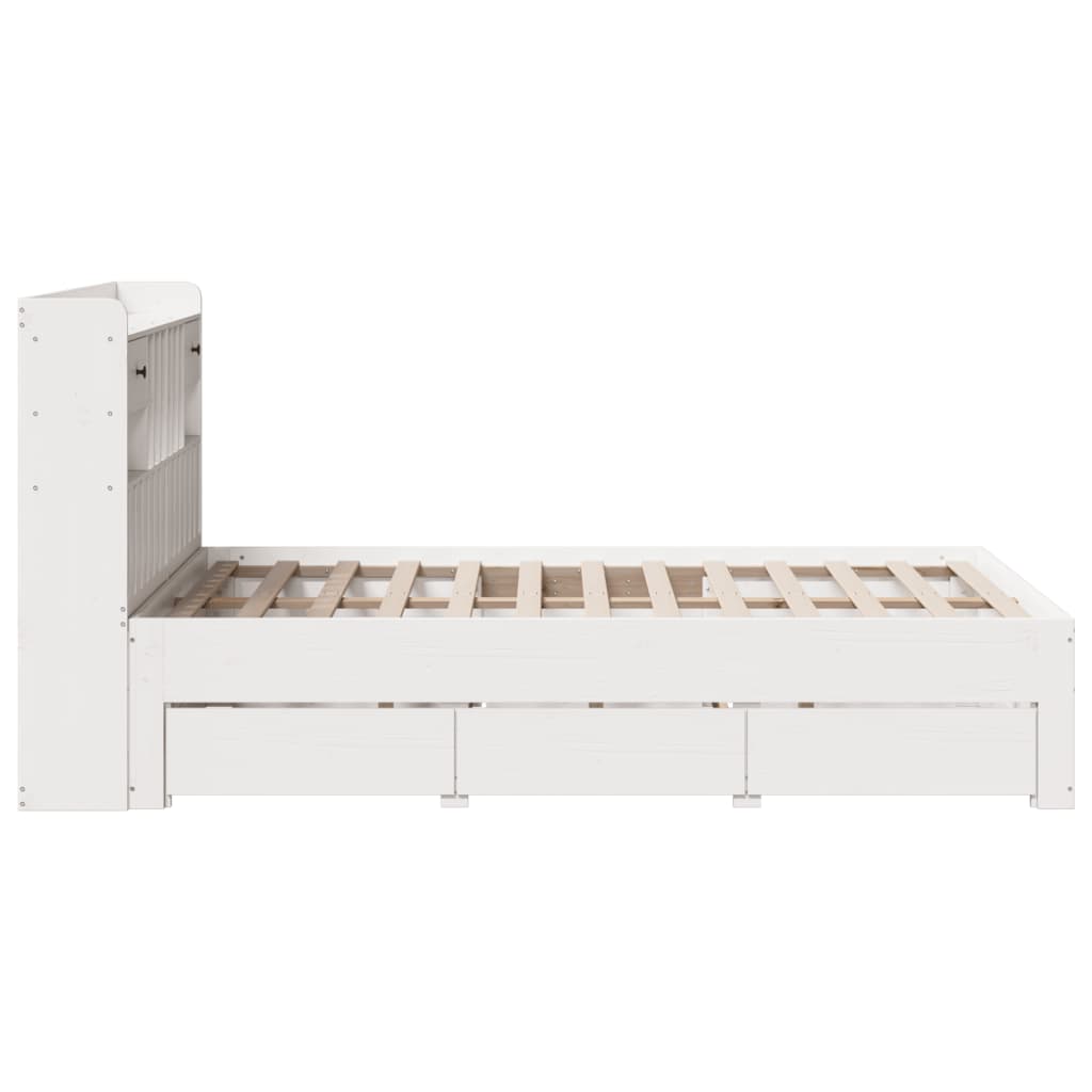 Letto Libreria senza Materasso Bianco 135x190 cm Legno di Pino - homemem39