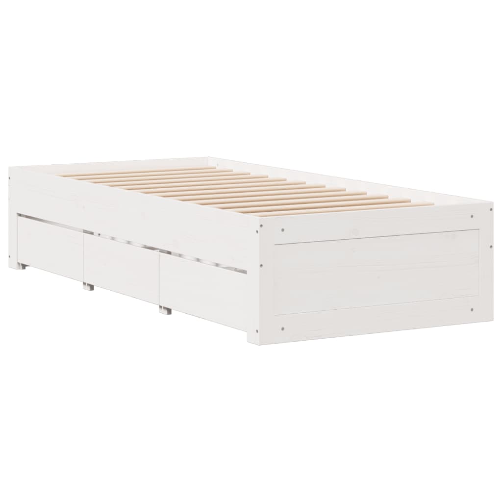 Letto Libreria senza Materasso Bianco 90x190 cm Massello Pino - homemem39