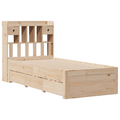 Giroletto con Libreria senza Materasso 75x190 cm in Legno Pino | homemem39