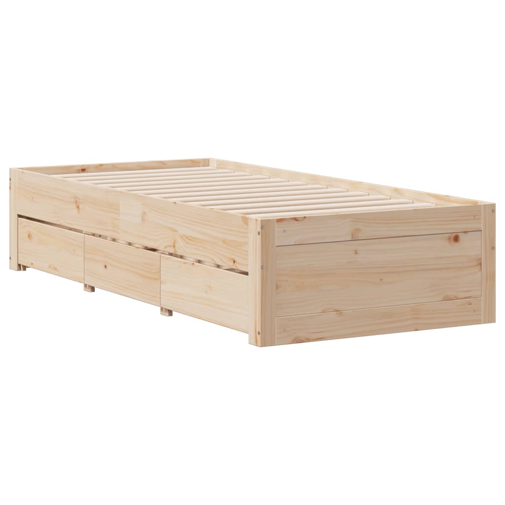 Giroletto con Libreria senza Materasso 75x190 cm in Legno Pino | homemem39