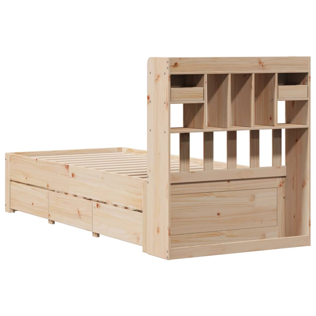 Giroletto con Libreria senza Materasso 75x190 cm in Legno Pino | homemem39