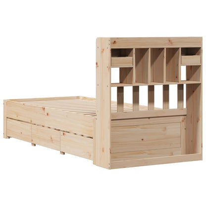 Giroletto con Libreria senza Materasso 75x190 cm in Legno Pino | homemem39