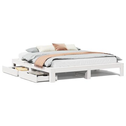 Giroletto senza Materasso Bianco 200x200 cm Legno Massello Pino | homemem39