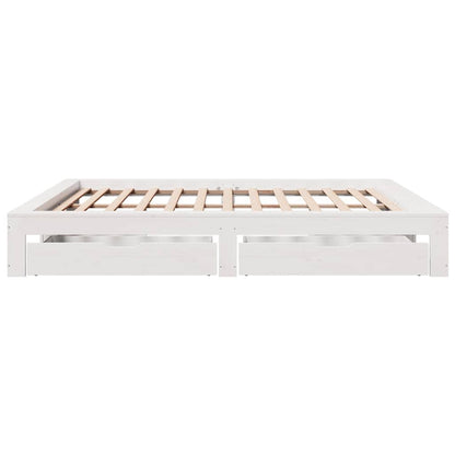 Giroletto senza Materasso Bianco 200x200 cm Legno Massello Pino | homemem39