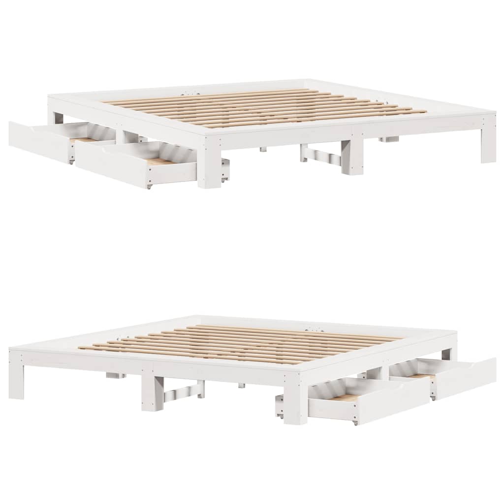 Giroletto senza Materasso Bianco 200x200 cm Legno Massello Pino | homemem39