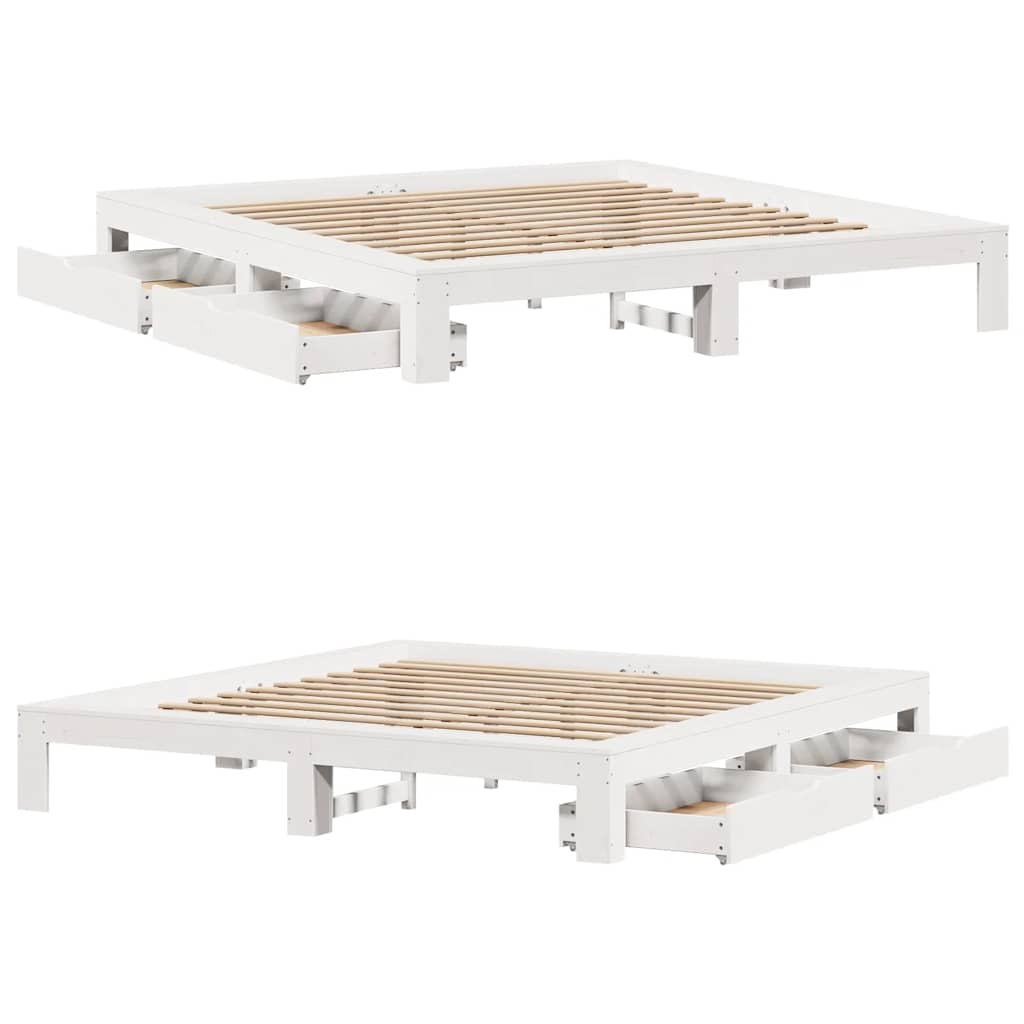 Giroletto senza Materasso Bianco 180x200 cm Legno Massello Pino | homemem39
