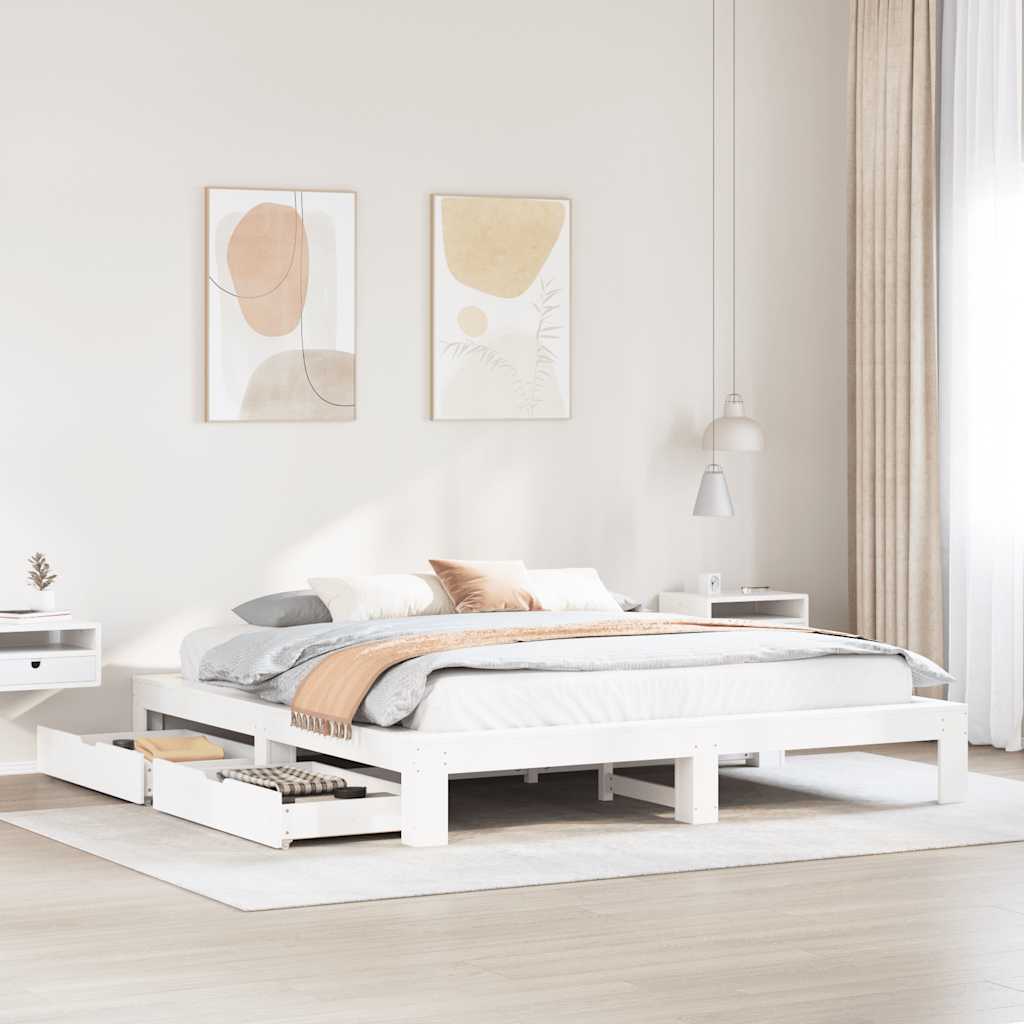 Giroletto senza Materasso Bianco 180x200 cm Legno Massello Pino | homemem39