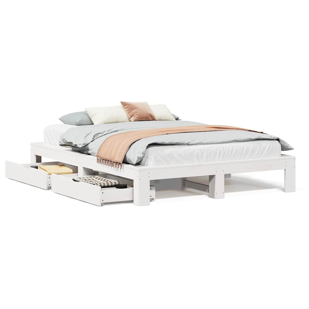 Letto senza Materasso Bianco 160x200 cm Legno Massello di Pino | homemem39