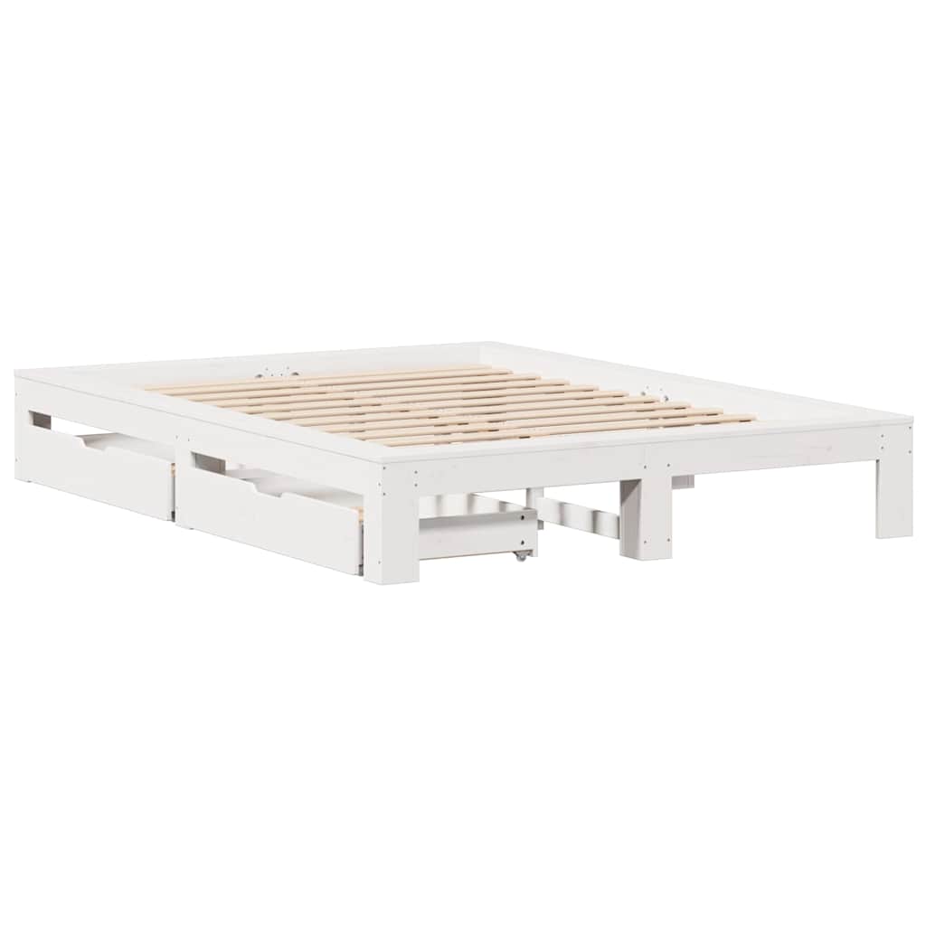 Letto senza Materasso Bianco 150x200 cm Legno Massello di Pino | homemem39