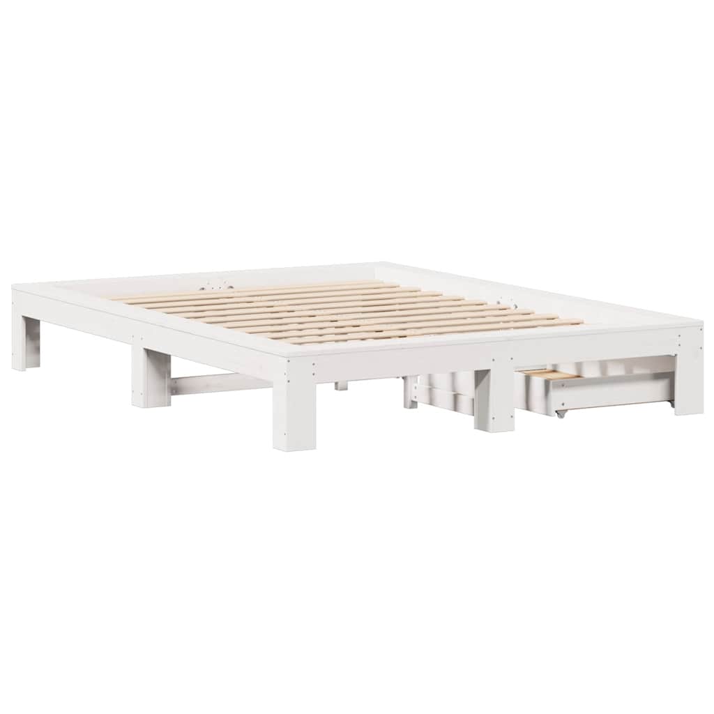 Letto senza Materasso Bianco 150x200 cm Legno Massello di Pino | homemem39