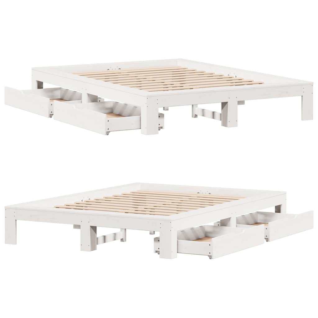 Letto senza Materasso Bianco 150x200 cm Legno Massello di Pino | homemem39