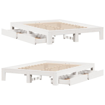 Letto senza Materasso Bianco 150x200 cm Legno Massello di Pino | homemem39