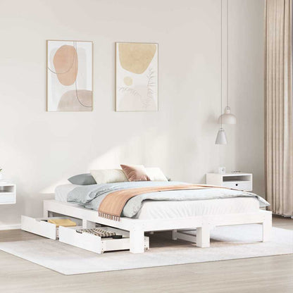Letto senza Materasso Bianco 150x200 cm Legno Massello di Pino | homemem39