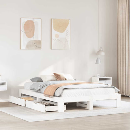 Letto senza Materasso Bianco 140x200 cm Legno Massello di Pino | homemem39