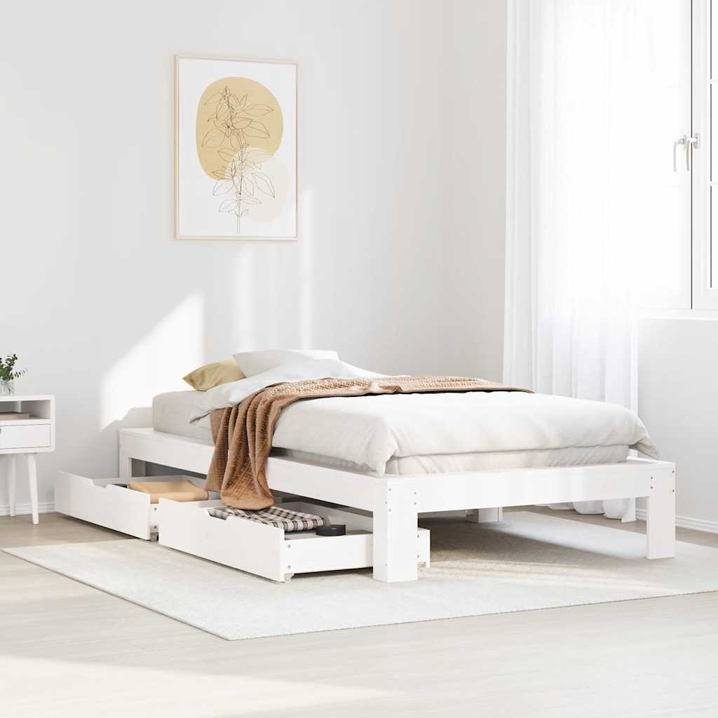 Giroletto senza Materasso Bianco 90x200 cm Legno Massello Pino | homemem39