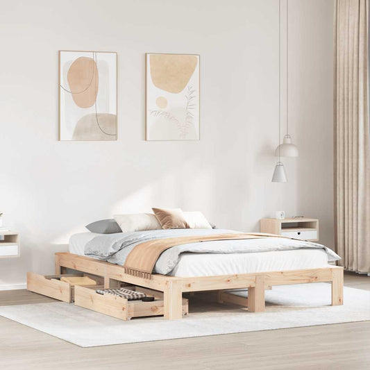 Letto senza Materasso 140x190 cm in Legno Massello di Pino