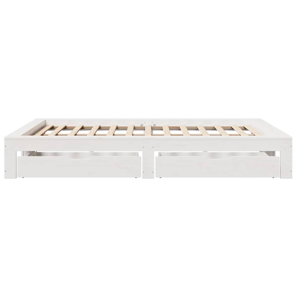 Letto senza Materasso Bianco 140x190 cm Legno Massello di Pino