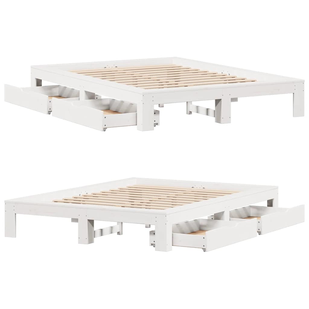 Letto senza Materasso Bianco 140x190 cm Legno Massello di Pino