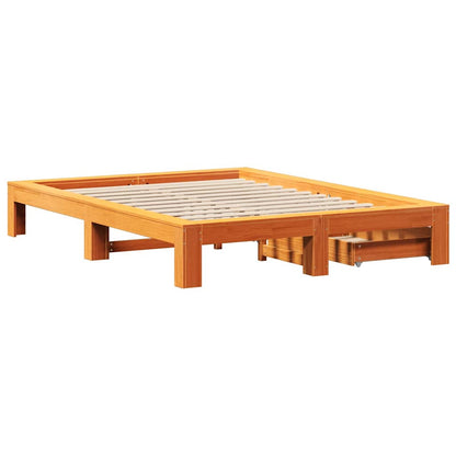 Letto senza Materasso Marrone Cera 140x190 cm in Legno di Pino | homemem39