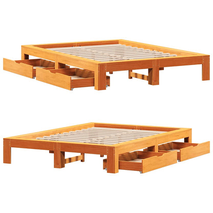 Letto senza Materasso Marrone Cera 140x190 cm in Legno di Pino | homemem39