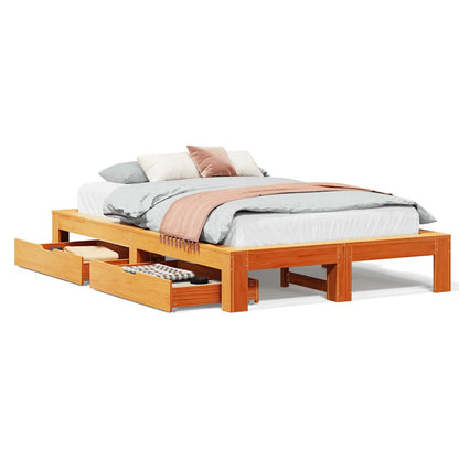 Giroletto senza Materasso Marrone Cera 135x190 cm Legno di Pino | homemem39
