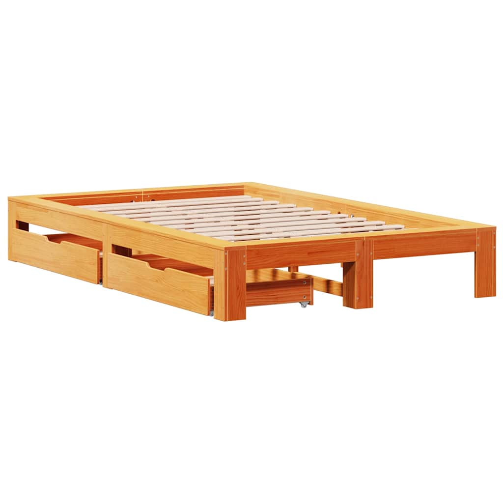 Giroletto senza Materasso Marrone Cera 135x190 cm Legno di Pino | homemem39