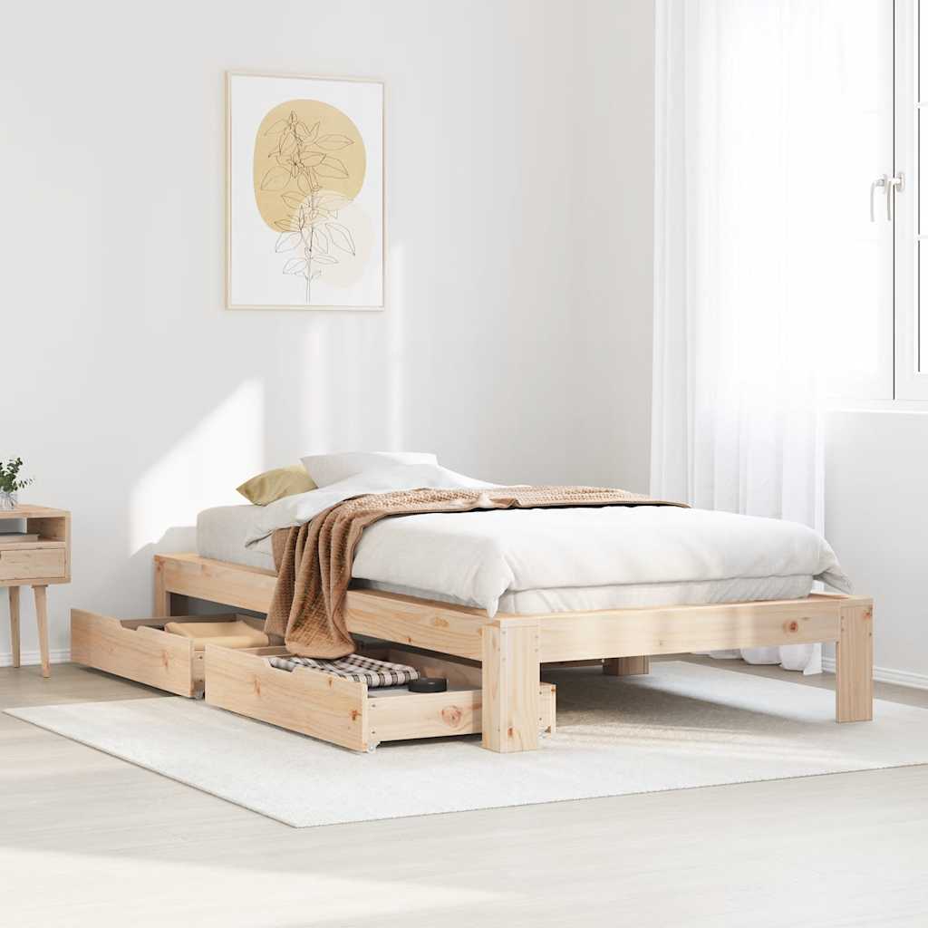 Letto senza Materasso 90x190 cm in Legno Massello di Pino