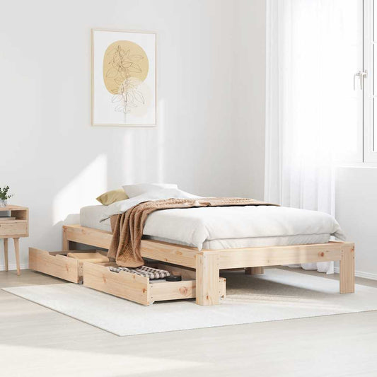 Letto senza Materasso 90x190 cm in Legno Massello di Pino | homemem39