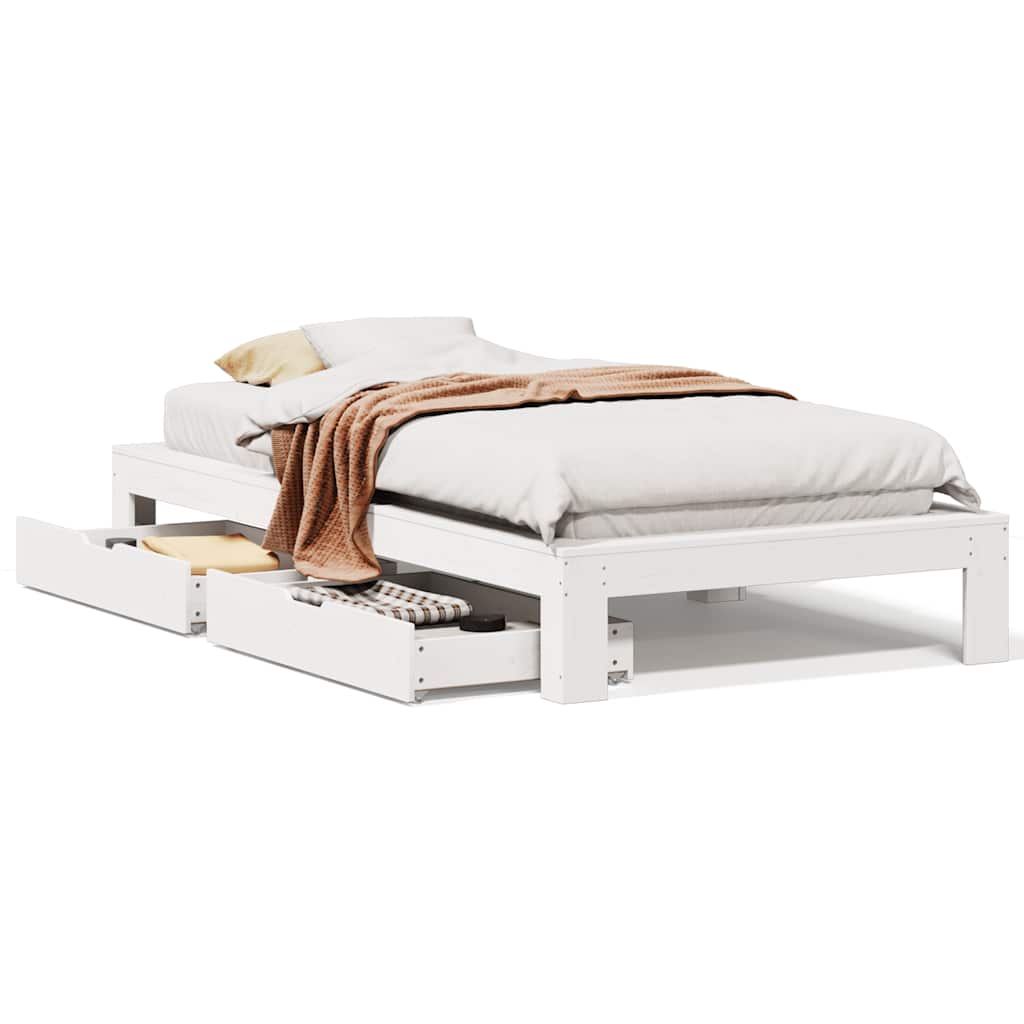 Letto senza Materasso Bianco 90x190 cm in Legno Massello Pino | homemem39